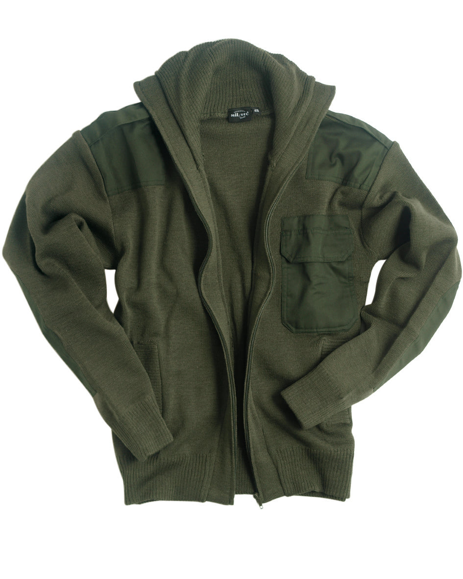 Pull militaire Mil-Tec en laine vierge 80 % renforts coudes et epaules trois poches