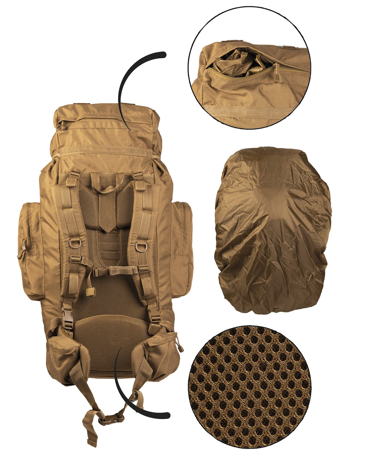 Sac à dos 72h Mil-Tec Recom 88 L en polyester 600D avec armature aluminium
