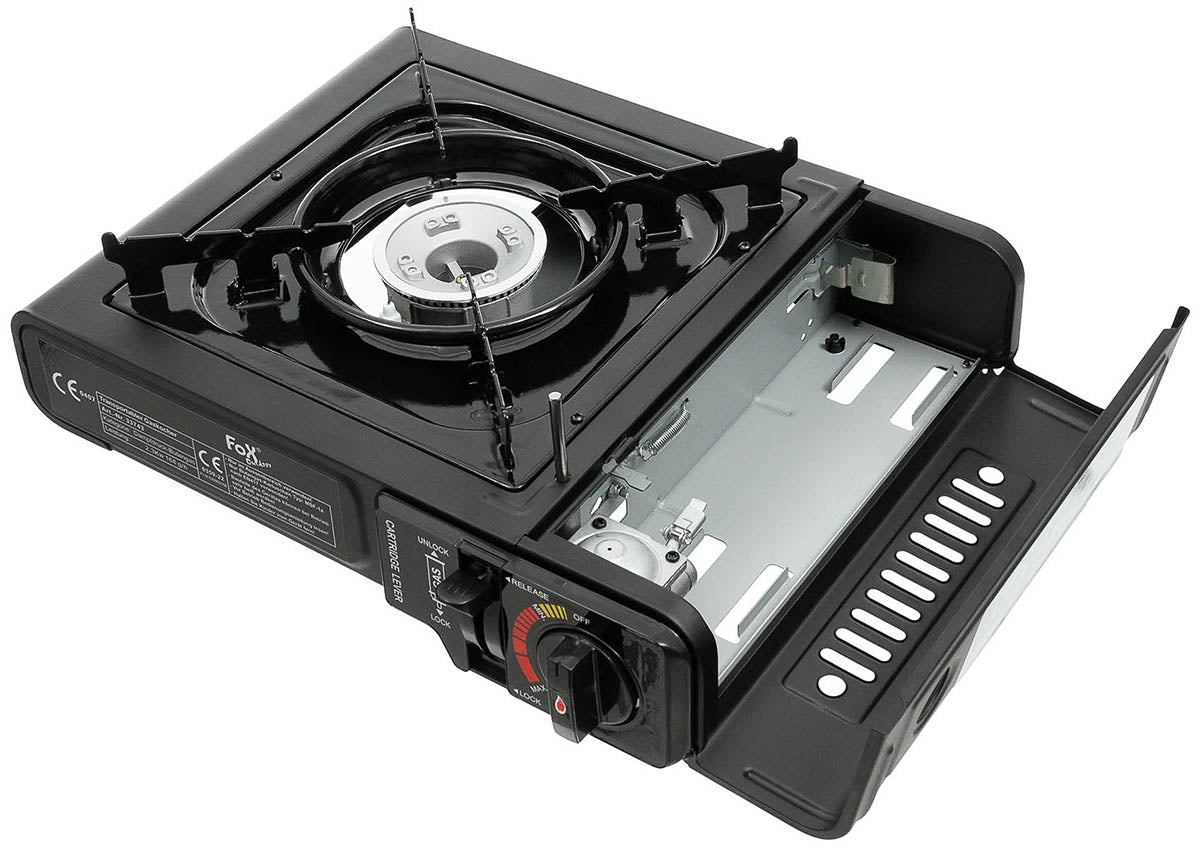 Réchaud à gaz Camping Fox Outdoor 2,4 kW à cartouche MSF-1a avec mallette rigide