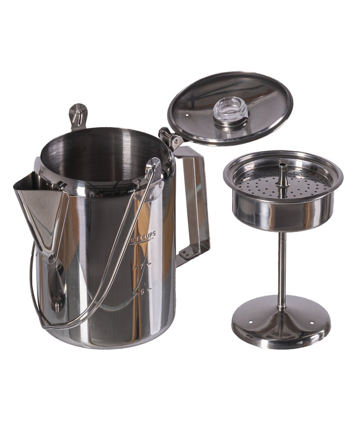 Cafetière à percolation Mil-Tec en acier inoxydable 1,3 L 9 tasses pour feu et réchaud