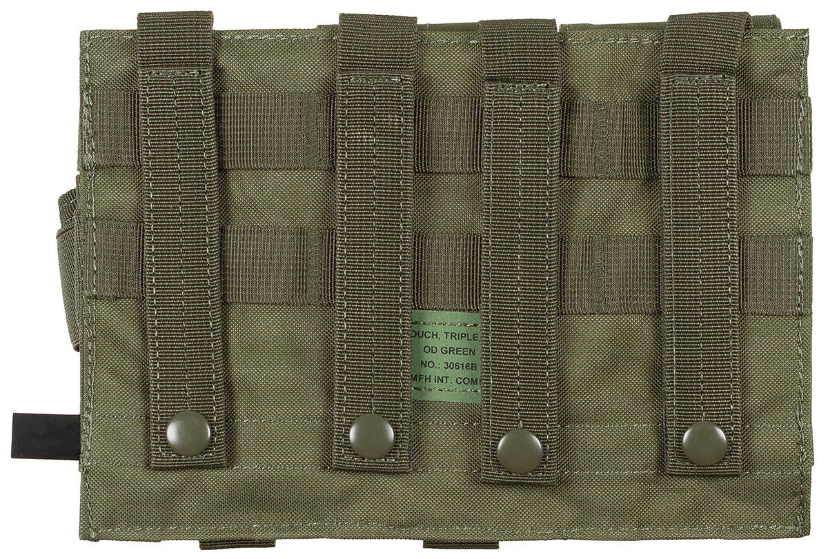 Porte-chargeur triple MOLLE MFH à quatre sangles de fixation, 25 x 19 x 5 cm