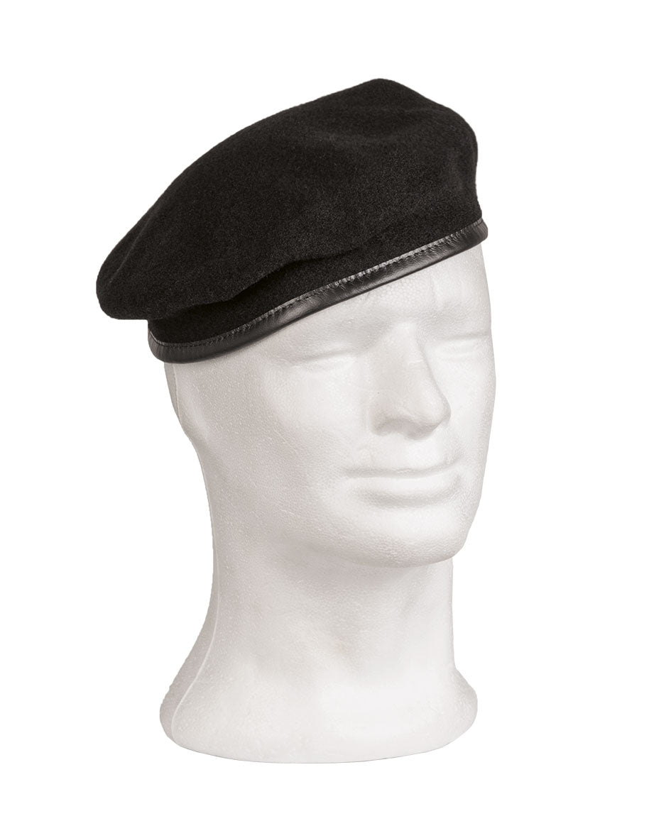 Béret commando type Bundeswehr Mil-Tec en laine mérinos bordure cuir de chèvre UPF 40