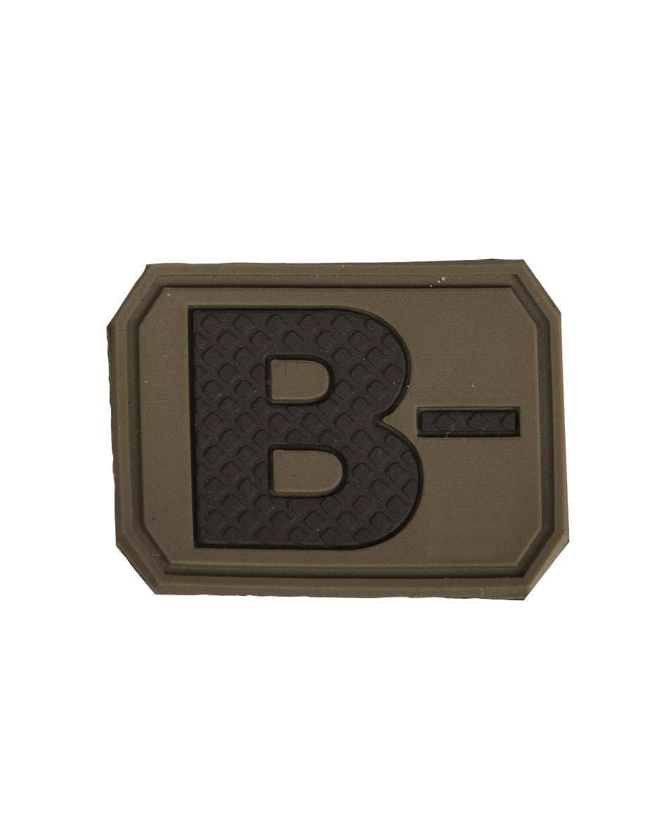 Patch groupe sanguin B négatif Mil-Tec en PVC 3,8 x 2,8 cm à dos auto-agrippant