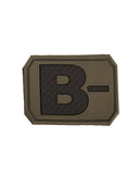 Patch groupe sanguin B négatif Mil-Tec en PVC 3,8 x 2,8 cm à dos auto-agrippant