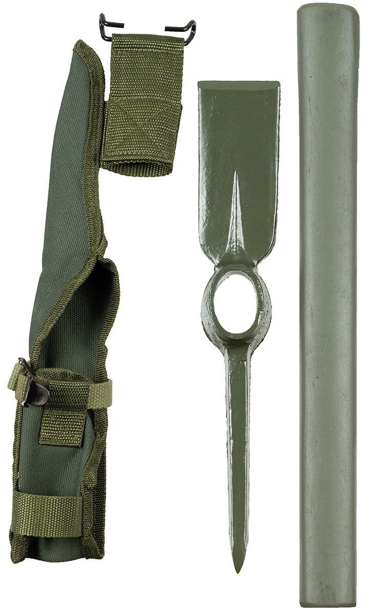 Pioche US MFH démontable tête 32 cm manche bois 40 cm avec housse de transport