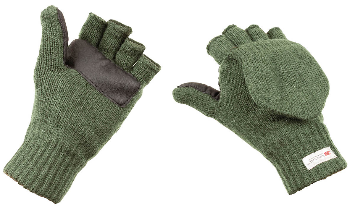 Gants mitaines tricotés MFH à capuchon rabattable doublés 3M Thinsulate