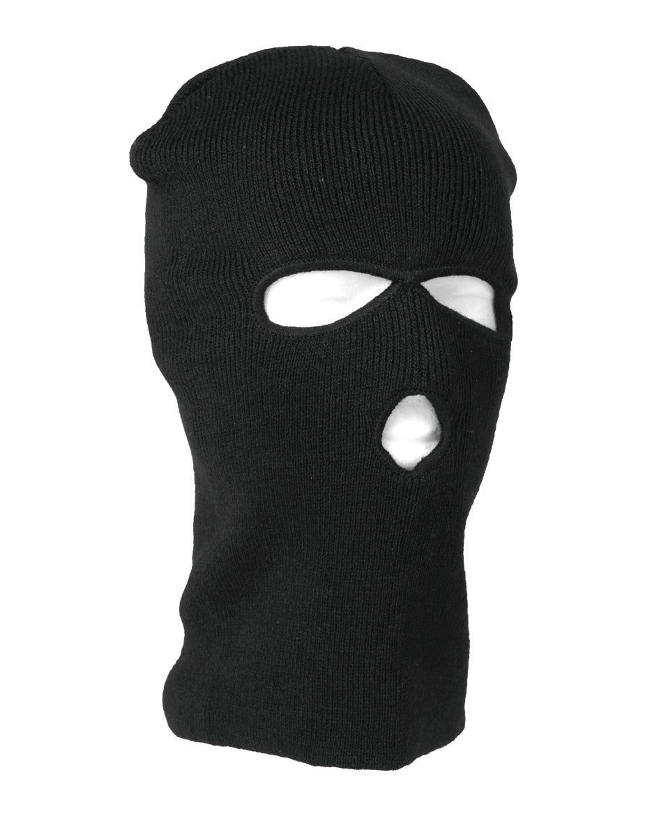 Cagoule trois trous Mil-Tec en maille fine polyacrylique couvrant la tête et le cou