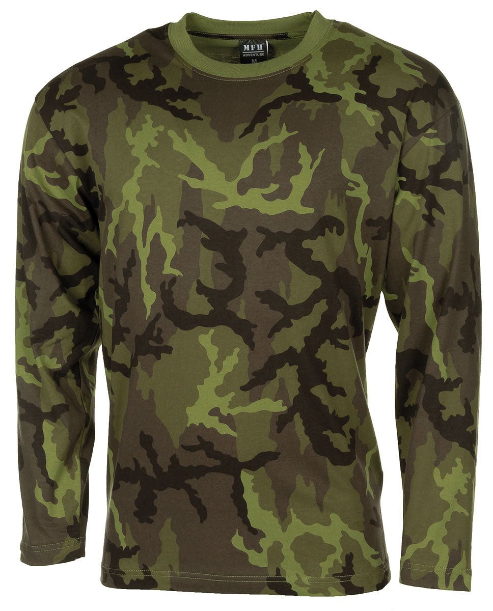 T-shirt US manches longues MFH en coton jersey simple à col rond renforcé
