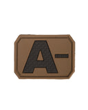 Patch groupe sanguin A négatif Mil-Tec en PVC 3,8 x 2,8 cm à dos auto-agrippant