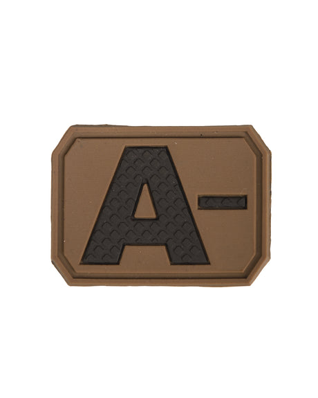 Patch groupe sanguin A négatif Mil-Tec en PVC 3,8 x 2,8 cm à dos auto-agrippant