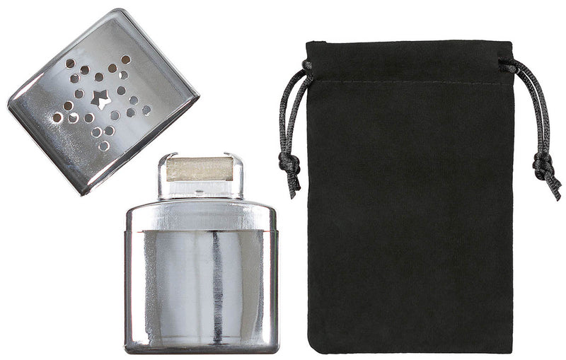 Chaufferette de poche MFH à essence à briquet 9 x 5,5 x 2 cm 60 g avec housse