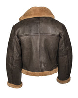 Blouson aviateur type RAF Mil-Tec en peau lainée d'agneau avec demi-ceinture à boucle laiton