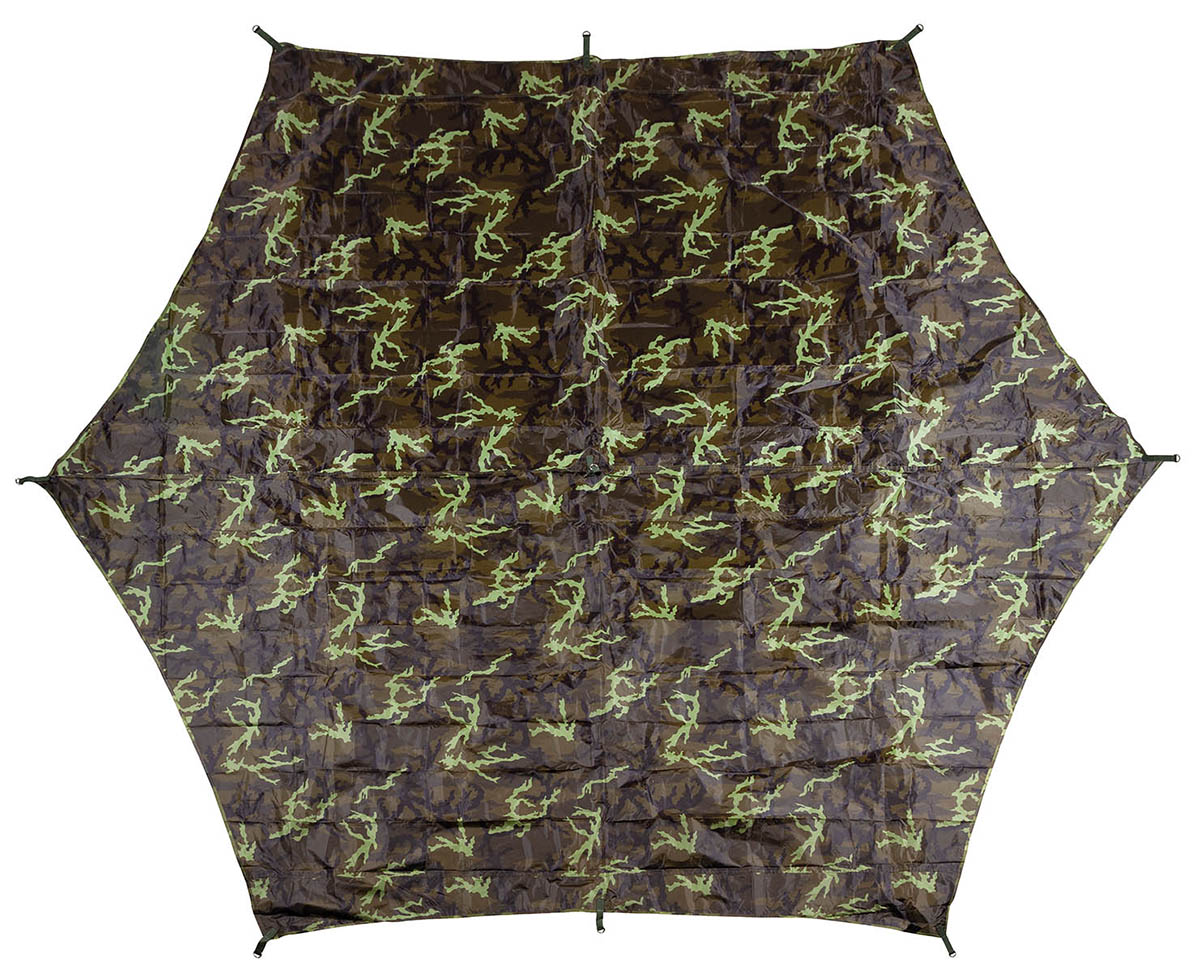 Bâche MFH Hexagon-Tarp 340 x 310 cm colonne d'eau 3000 mm avec 8 piquets