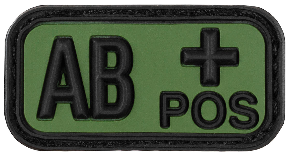 Patch groupe sanguin MFH 3D en caoutchouc 5 x 2,5 cm à dos auto-agrippant