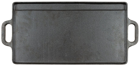Plancha réversible en fonte Fox Outdoor 50 x 23 cm à deux poignées et face rainurée