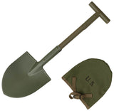 Pelle type US M10 MFH manche bois en T 59 cm avec housse toile à ceinturon