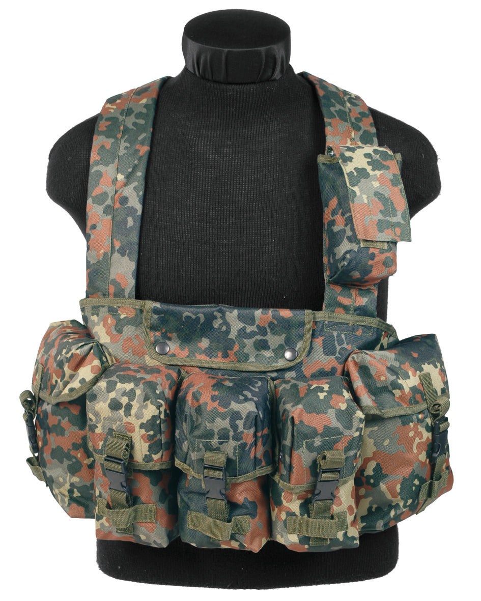 Gilet chest rig Mil-Tec 6 poches en polyester enduit avec bretelles rembourrées réglables