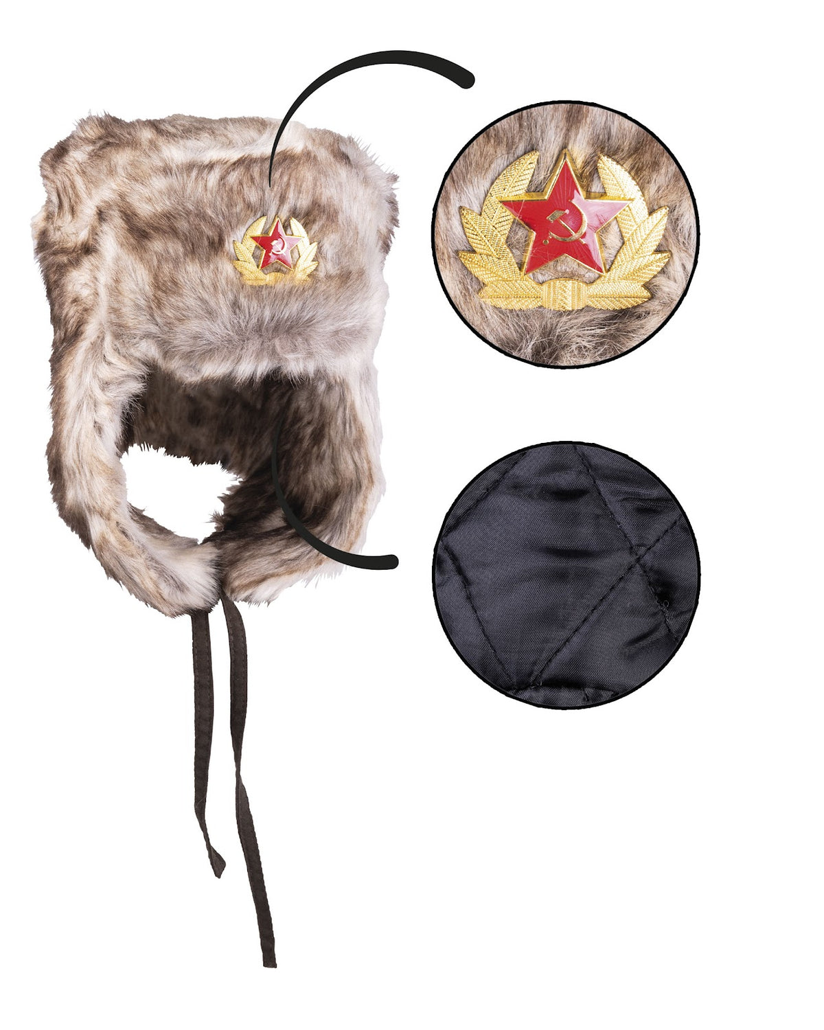 Bonnet chapka type russe Mil-Tec en acrylique doublé polyester avec liens de menton