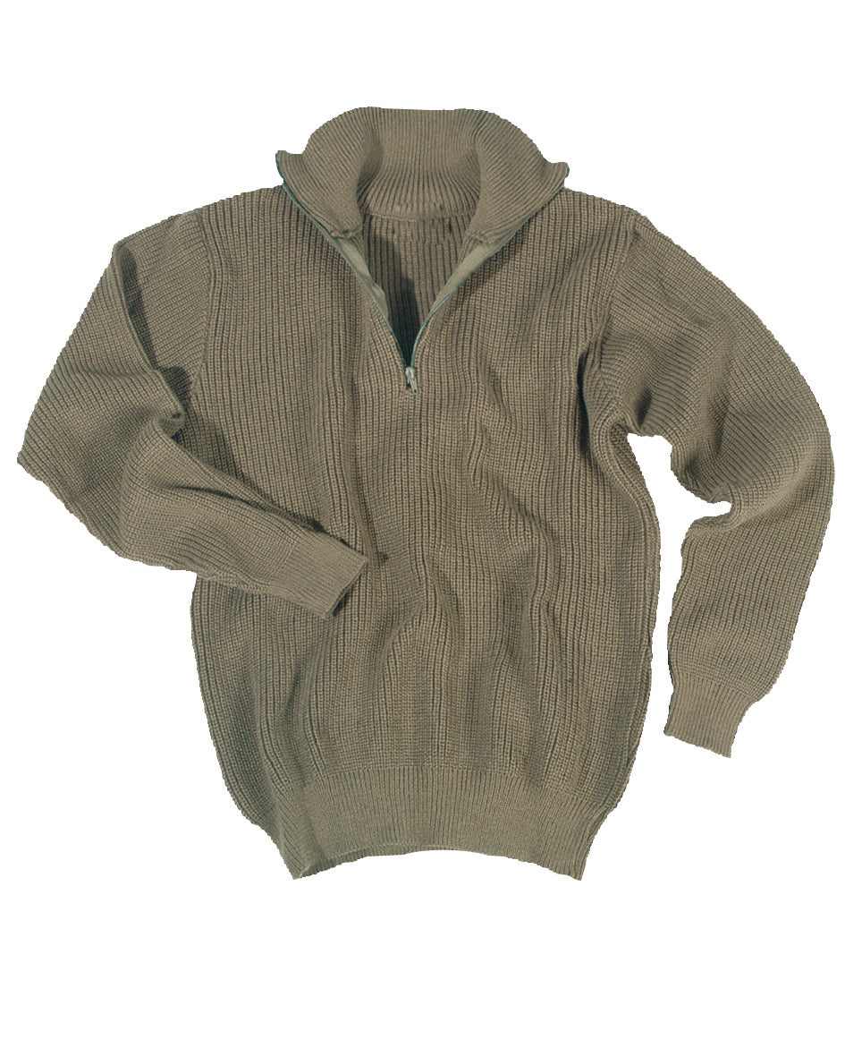 Pull Troyer Mil-Tec en polyacrylique 750 g/m² col à glissière et bords-côtes