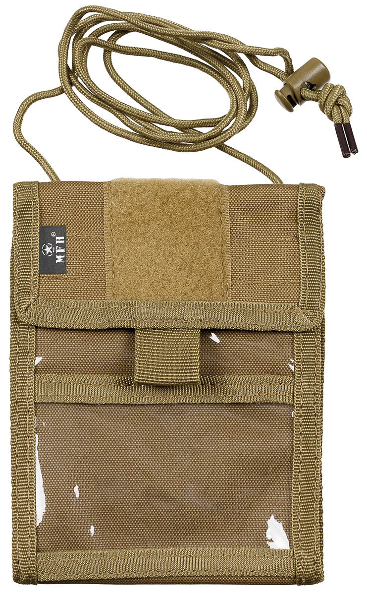 Portefeuille tour de cou MFH 12 x 15 cm cordon escamotable et 8 rangements
