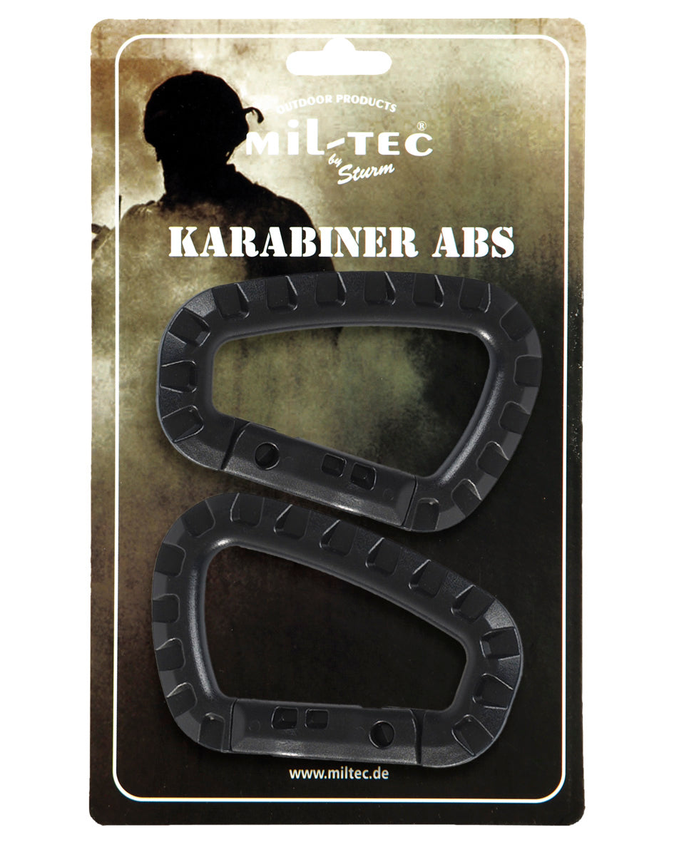 Paire de mousquetons d'accessoire Mil-Tec en ABS 8,3 cm pour sangle et ceinturon