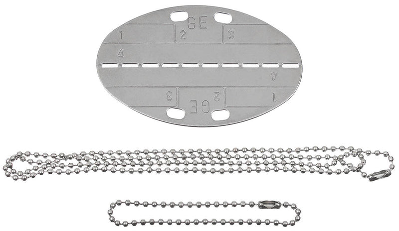 Plaque d'identité BW MFH ovale 8 x 5 cm en acier inoxydable avec chaînes