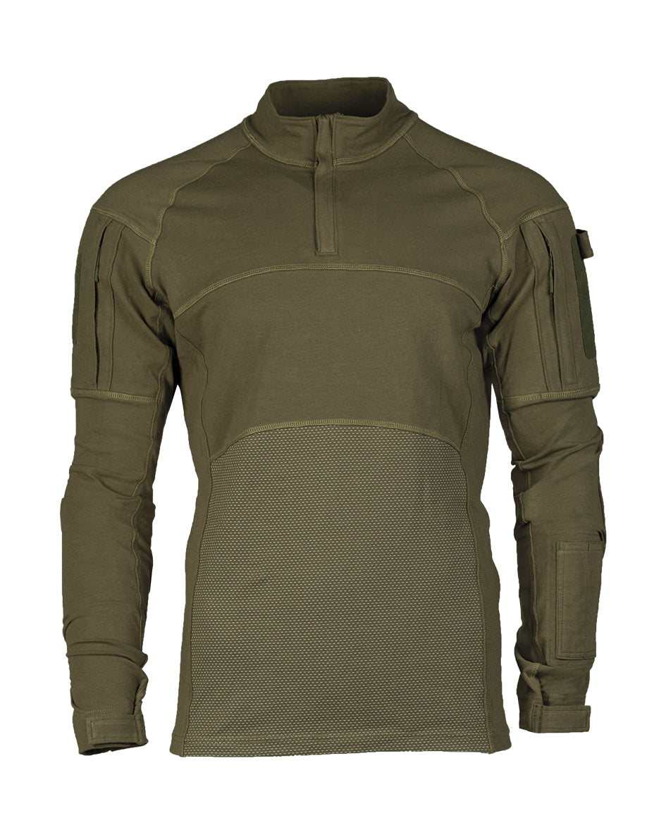Chemise de combat Mil-Tec Assault en coton elasthanne col montant protege-menton
