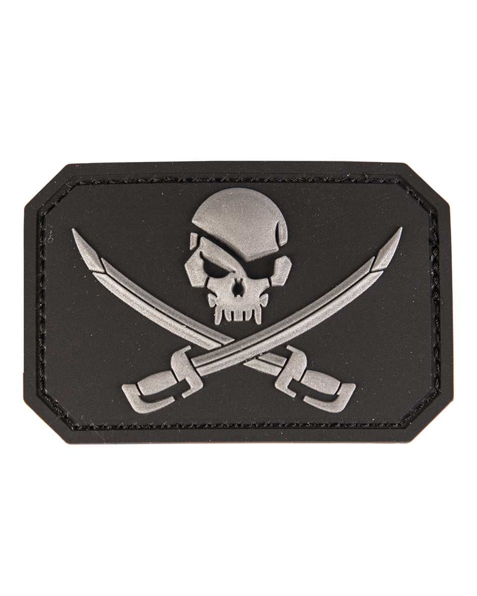 Morale patch tête de mort et épées Mil-Tec 3D en PVC 5,5 x 7,5 cm 12 g dos auto-agrippant