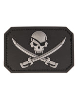Morale patch tête de mort et épées Mil-Tec 3D en PVC 5,5 x 7,5 cm 12 g dos auto-agrippant