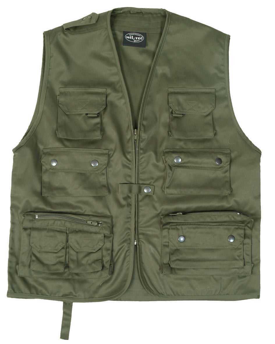 Gilet multipoches Mil-Tec en mélange polyester-coton, 14 poches et poche dorsale