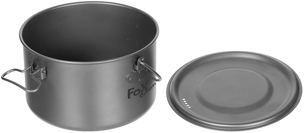 Gamelle en titane Fox Outdoor 1,95 L avec couvercle verseur et anse de suspension