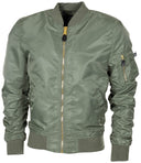 Blouson de vol MFH US MA1 non doublé en nylon avec bords-côtes doubles