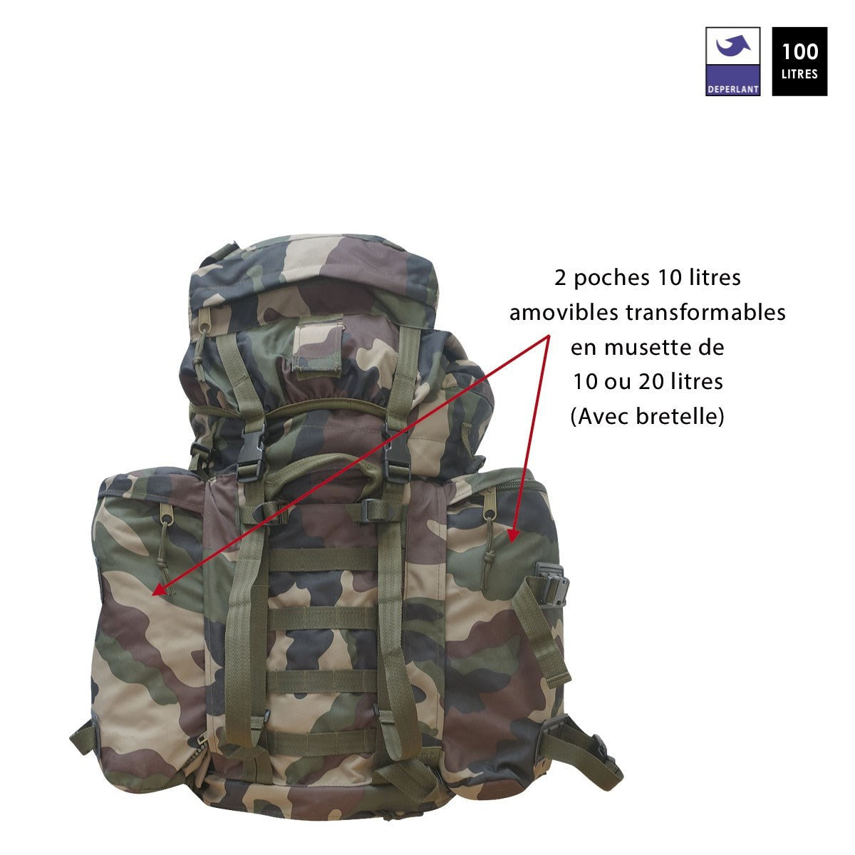 Sac à dos Patrol Equipement Intervention 100 litres avec sur-sac intégré
