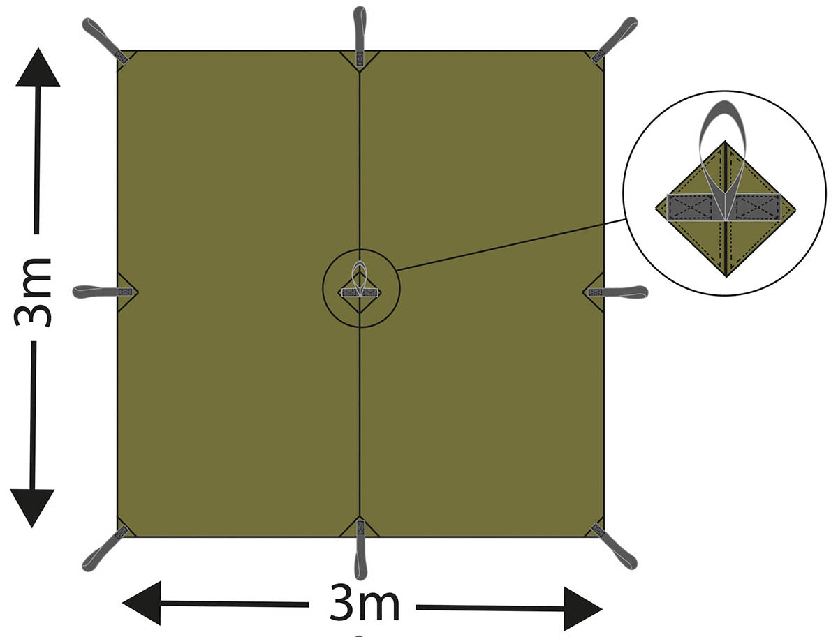 Bâche MFH Tarp Extreme 300 x 300 cm en Ripstop colonne d'eau 5000 mm