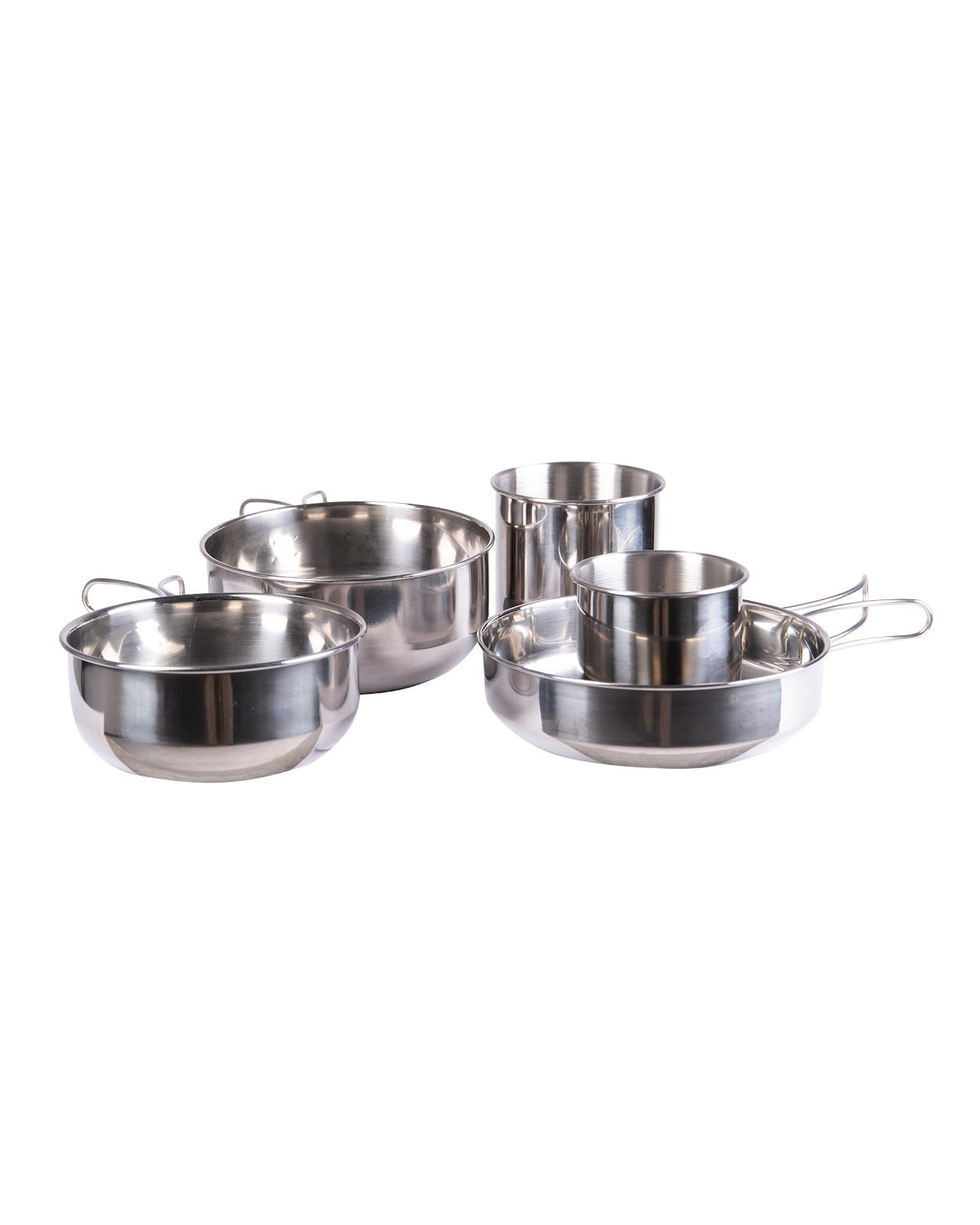 Set de cuisson Mil-Tec en acier inoxydable 5 pièces 495 g anses rabattables avec filet