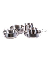 Set de cuisson Mil-Tec en acier inoxydable 5 pièces 495 g anses rabattables avec filet