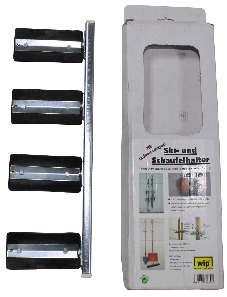 Support mural MFH Wip pour skis et pelles en acier 43 x 14 cm charge 10 kg par paire