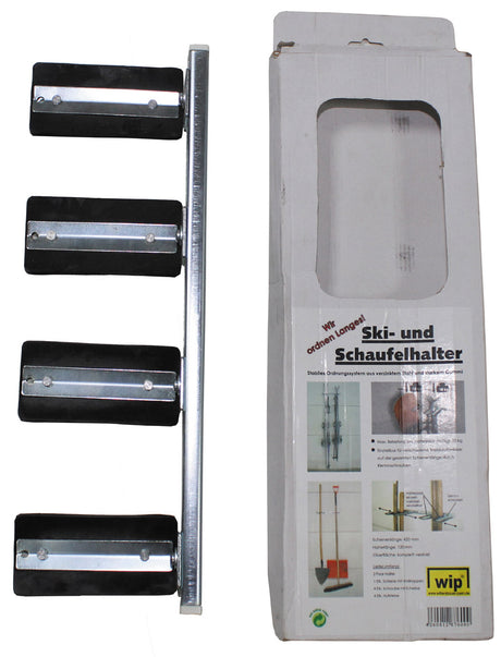 Support mural MFH Wip pour skis et pelles en acier 43 x 14 cm charge 10 kg par paire