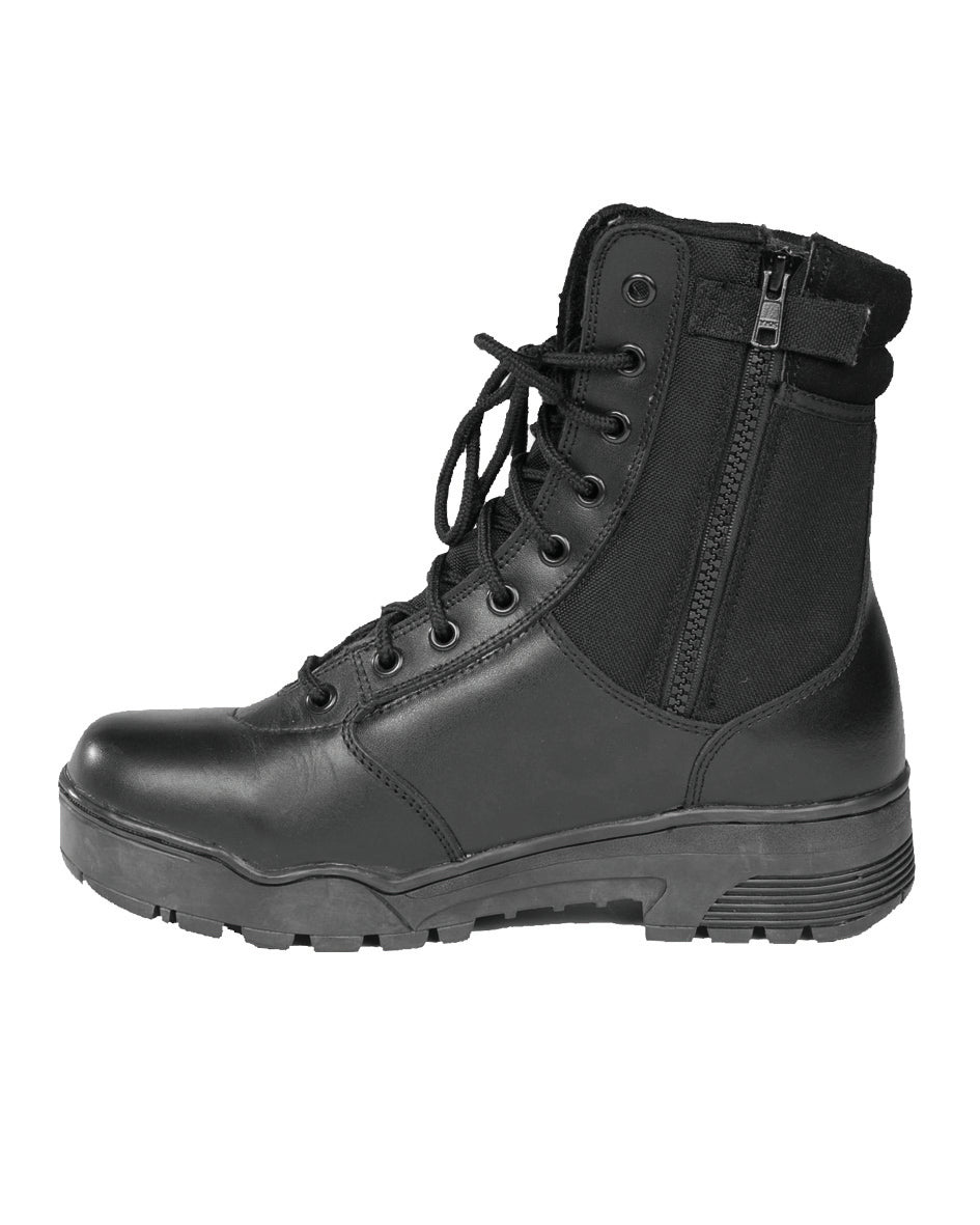 Chaussures d'intervention Mil-Tec en cuir et Cordura à fermeture à glissière latérale
