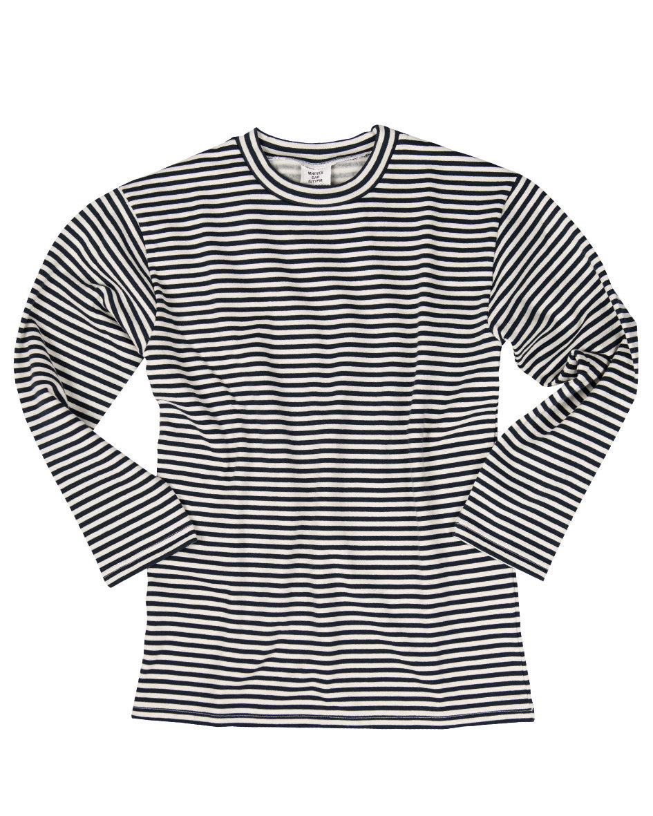 Pull marin rayé Mil-Tec en coton version hiver à intérieur gratté coupe droite