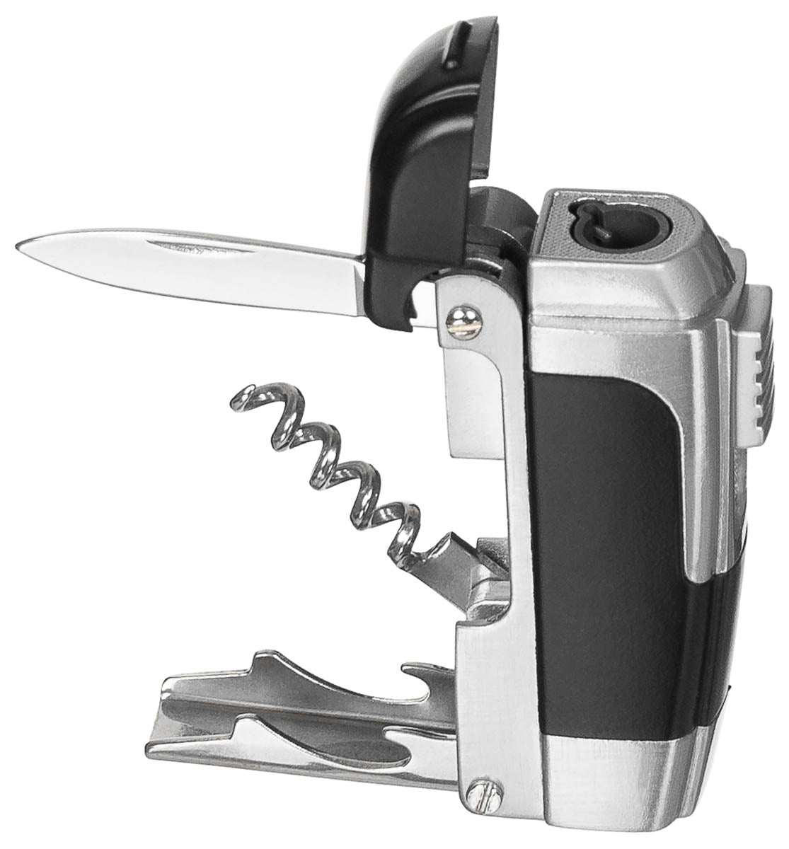 Briquet tempête gaz MFH rechargeable avec couteau tire-bouchon et décapsuleur