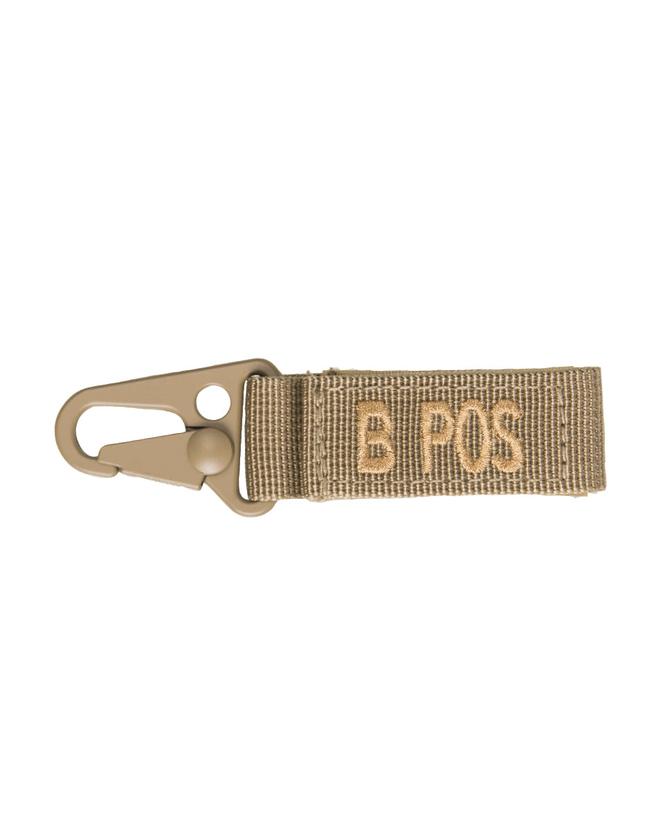 Porte-clés tactiques groupe sanguin B positif Mil-Tec lot de 5 avec crochet zinc