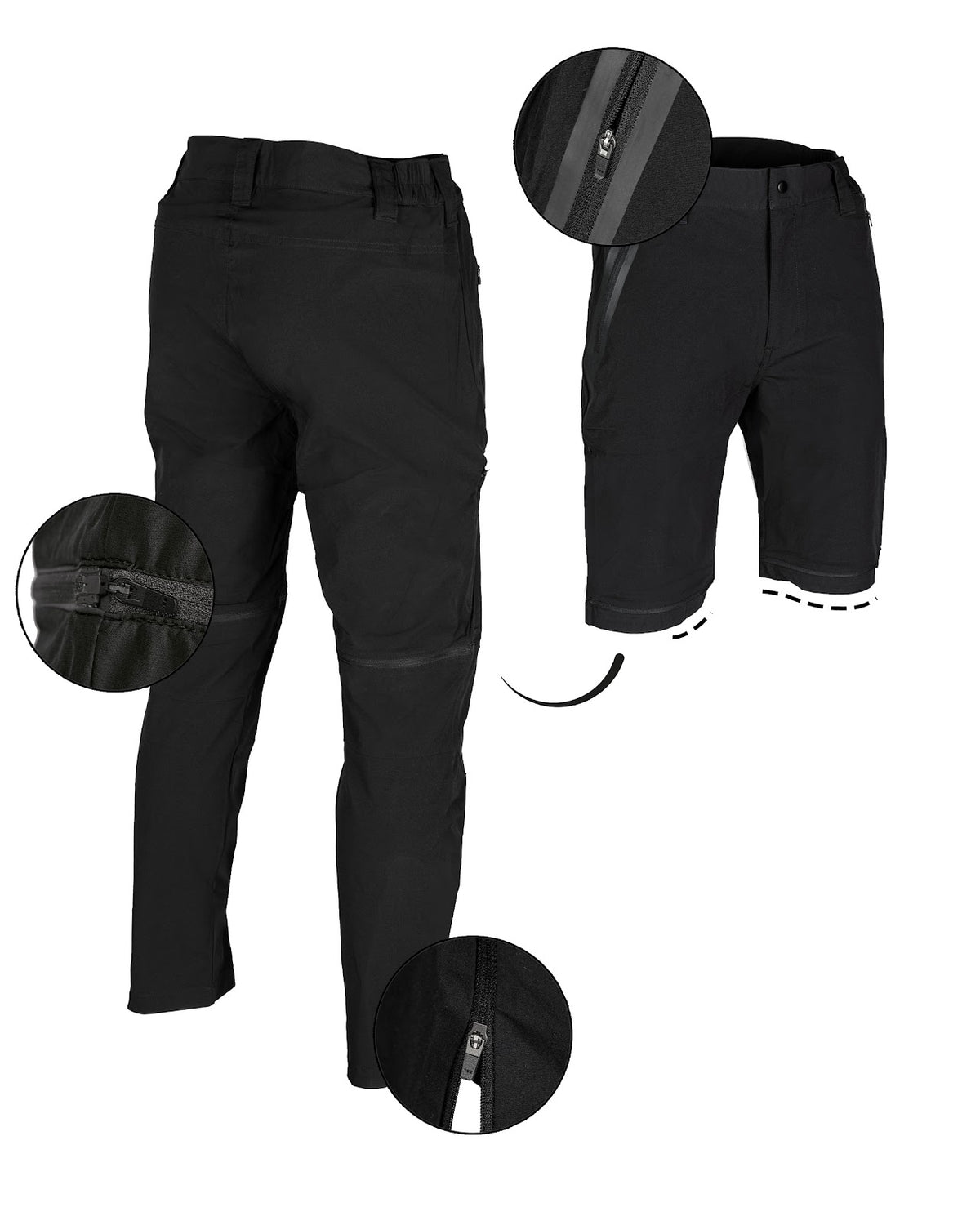 Pantalon convertible Performance Mil-Tec en polyester élasthanne avec glissières YKK