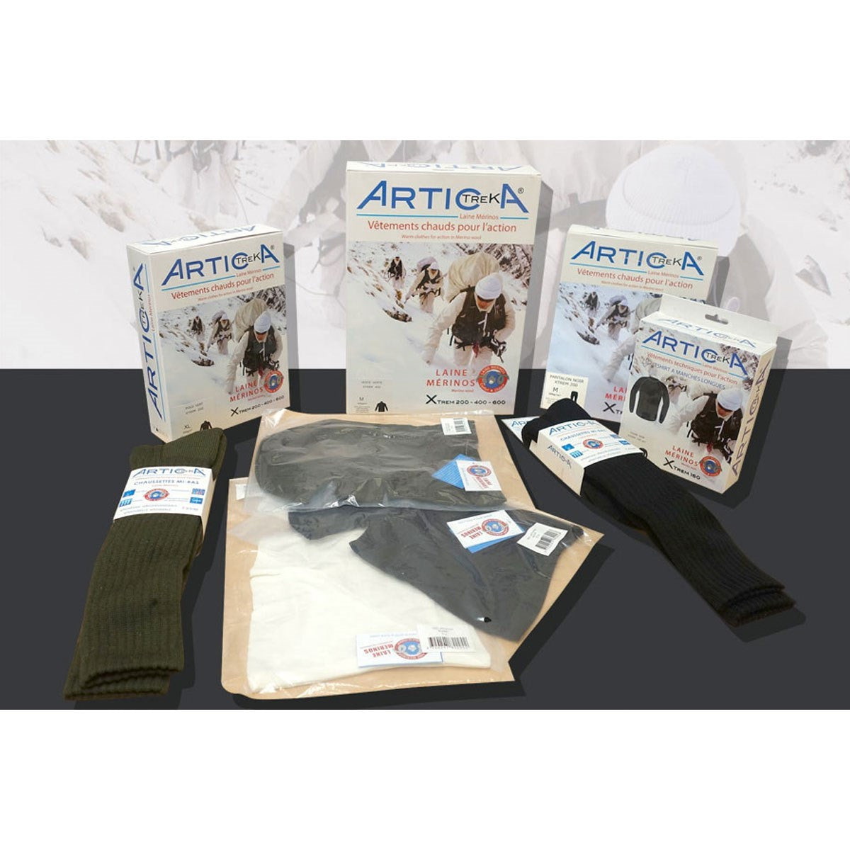 Veste chaude Artica Trek laine mérinos 600 g/m² col montant à glissière dos allongé