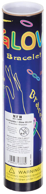 Bâtons lumineux chimiques de cou MFH 20 x 0,5 cm rouleau de 65 avec connecteurs