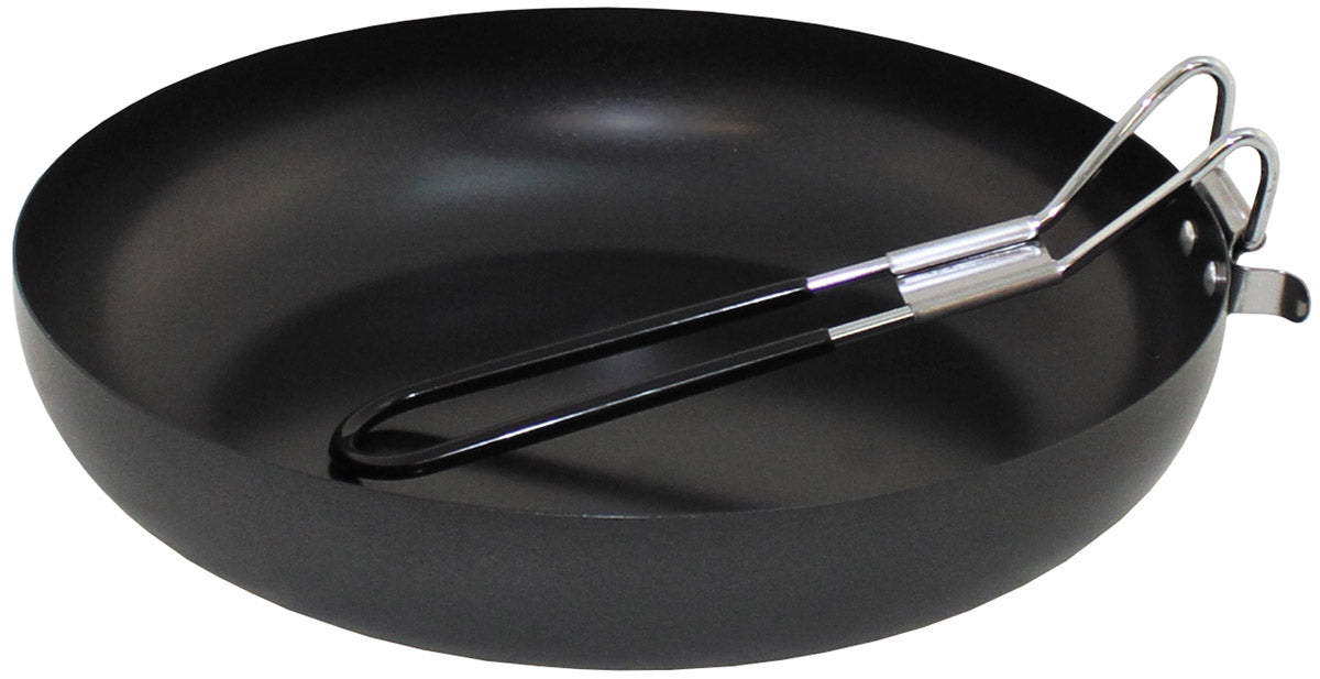 Poêle Fox Outdoor 24 cm à manche rabattable avec couvercle en métal émaillé
