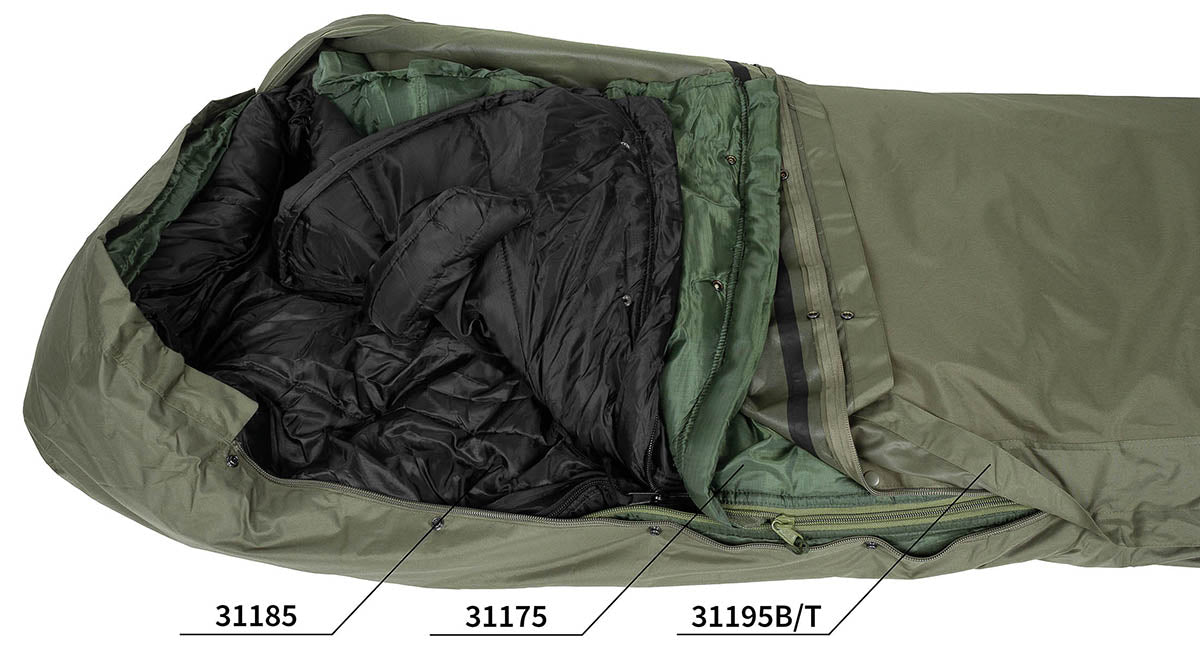 Sac de couchage modulaire MFH type GI Patrol en nylon Rip Stop jusqu'à -1 °C