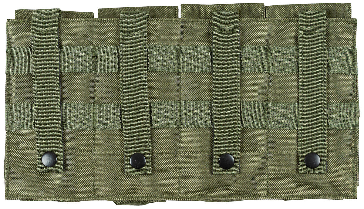Porte-chargeur quadruple MOLLE MFH en polyester 32,5 × 17 × 5 cm à rabats réglables