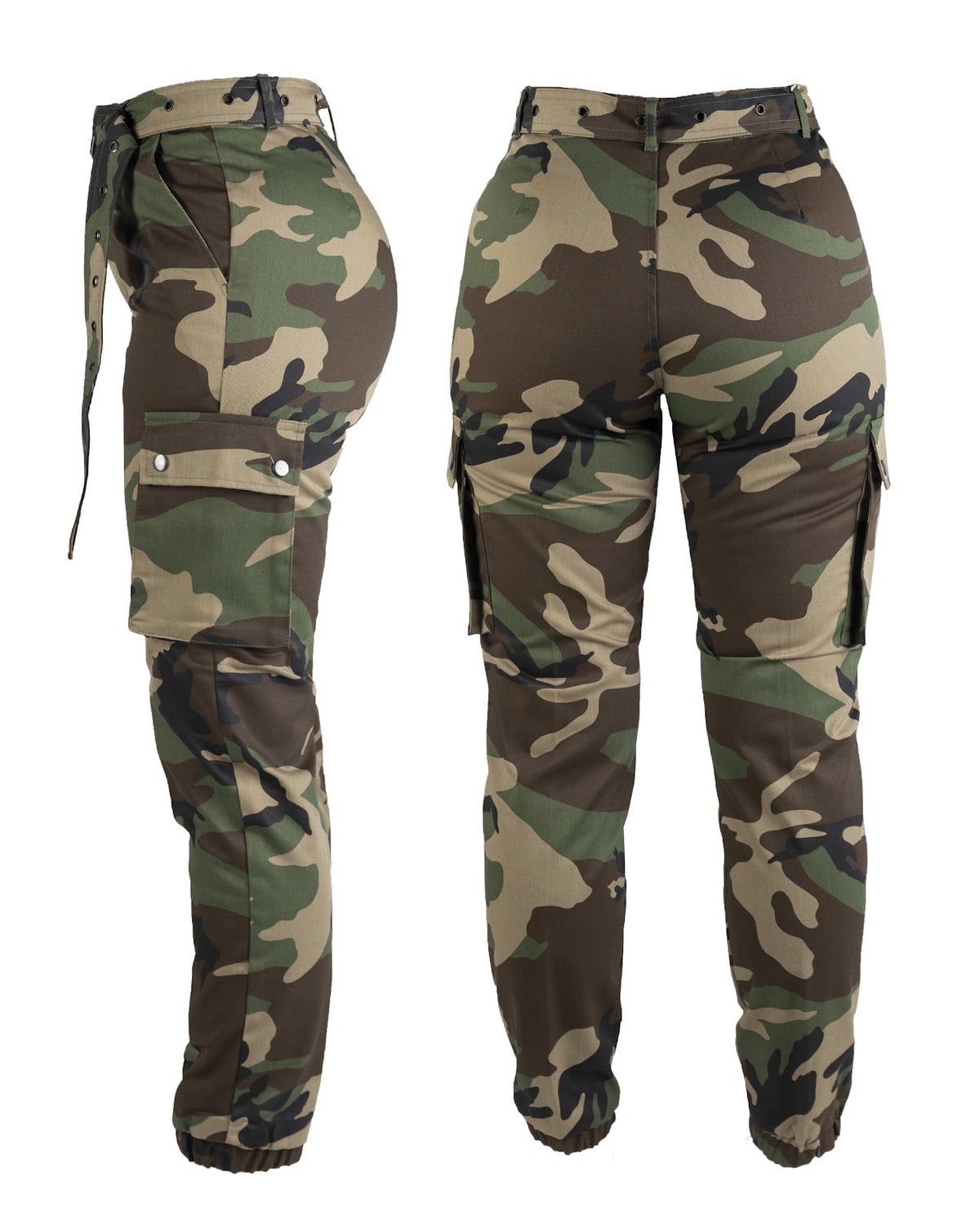 Pantalon cargo femme Mil-Tec en polyester-coton à taille haute et ceinture amovible