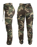 Pantalon cargo femme Mil-Tec en polyester-coton à taille haute et ceinture amovible